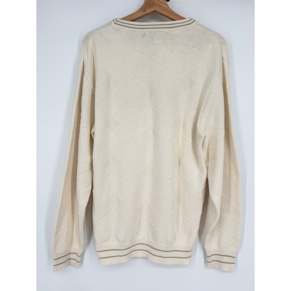 Vintage Carmel 90s Cream Embroidered Golf Golfer Pullover Sweater Sz M USA Made - Picture 6 of 9